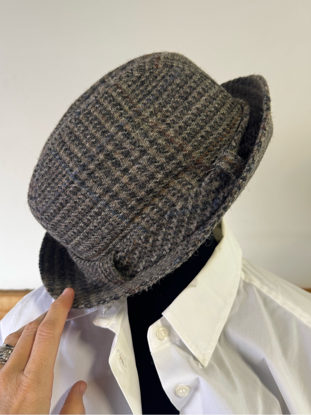 Wool Tweed Men's Bucket Hat in Gray